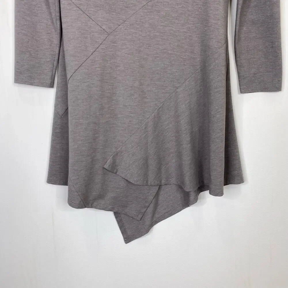 Stella Carakasi Asymmetrical Hem Dress Womens Sz S Long Sleeve Lagenlook Stretch